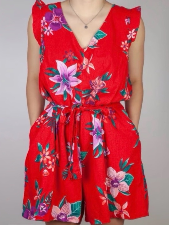 Old Navy Pants - Old Navy Women’s Red Floral Sleeveless Romper